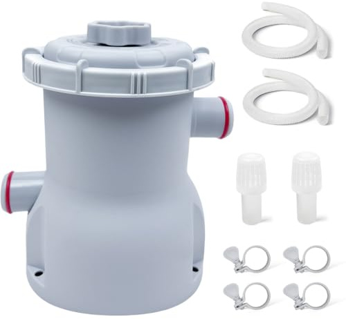 300 Gallons Pool Filter Pump Above Ground, Swimming Pool Filters Cartridge Pumps, Electric Pools Water Pump for Pools Sand Cleaning Tool Set(UK Plug)