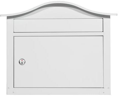 Architectural Mailboxes Saratoga™ Locking, Wall-Mounted Mailbox for Outside, Metal Galvanized Steel Medium Mail Box with Lock and Key Drop Box, White