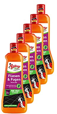 POLIBOY Fliesen & Fugen Reiniger - Bodenreiniger mit Oxy-Power für Fliesen - Wischkonzentrat für innen und außen - 5x 500 ml - Made in Germany