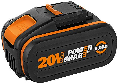 WORX WA3553 18V(20V MAX) 4.0Ah Batteria Ricaricabile, Batteria Potente con Indicatore di Carica Integrato, Adatta a Tutti i Dispositivi Worx 20V, Agli Ioni di Litio PowerShare