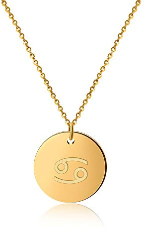 GD GOOD.designs Catena zodiacale oro 18 carati Cancro - impermeabile I Collana placcata oro con ciondolo dell'oroscopo I Collana zodiacale in acciaio inox per signore