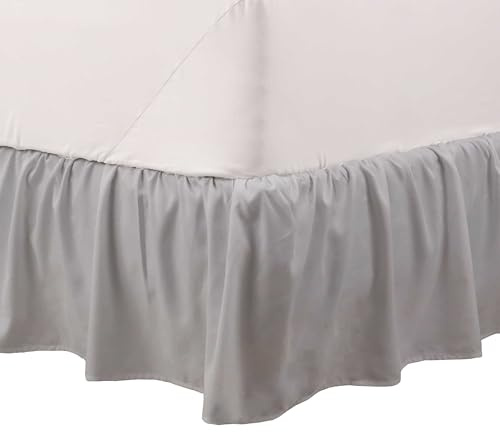 Martex - Jupe de lit à Volants pour Grand lit Queen Size | Jupe de lit en Microfibre | Hauteur de 38 cm | Qualité hôtelière | Gris