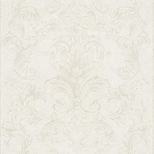 BRICOFLOR Vliestapete | Barock-Tapete Tapete barock - Tapete Diele & Flur - Beige / Crème | 10,05 x 0,70 m = Rolle 7.04 m²