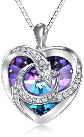 TOUPOP 925 Sterling Silber Monde Kette Für Freunde Stern Anhänger Mond Halskette Kristallkette Damen Schmuck mutter ehefrau mädchen Geburtstagsgeschenke für Frauen