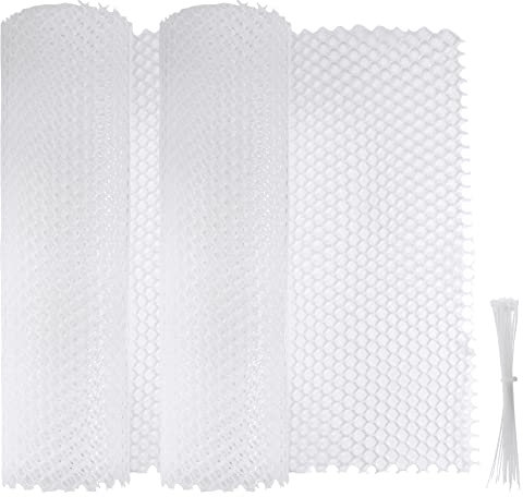 SEUNMUK 2 Rolls 41cm x 3m Chicken Wire Fence Mesh, Decorative Versatile Plastic Mesh Fence Garden Fencing with 40 Zip Ties, Temporary Fencing for Yard