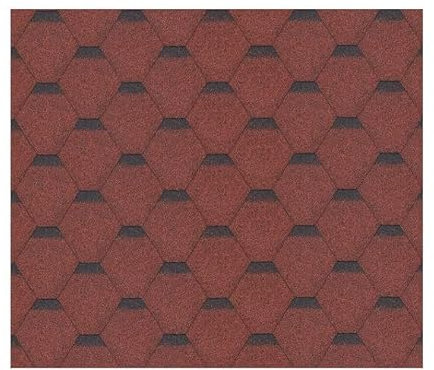Bitumenschindeln-Set Hexagonal Rock H343RED, Rote Bitumen-Dacheindeckung Timbela M343 für Gartenhaus