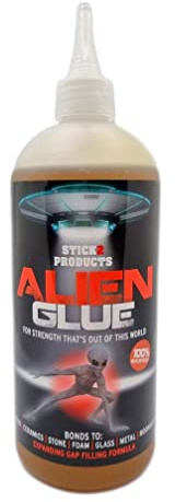 Alien Glue Waterproof Expanding Adhesive 500ml, 1 Bottle | Waterproof expanding adhesive for wood, metal, stone, glass, ceramic, plastic and foam with a strong permanent bond.