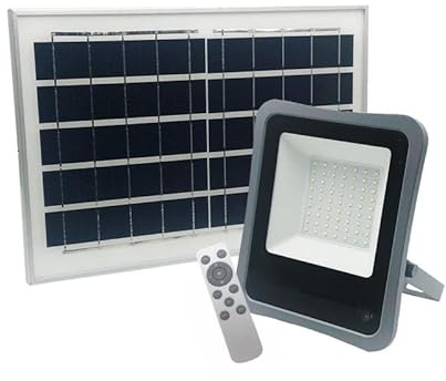 Projecteur Solaire LED 8W Dimmable (Panneau Solaire + Télécommande Inclus) - Blanc Froid 6000K - 8000K - SILAMP