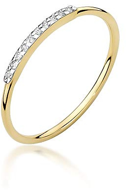 MARKO Verlobungsring Damen Goldring mit 0,05 Karat Diamanten - Gold Verlobungsring - 14 Karat Gold 585 - Goldring für Frauen (Gelbgold, 62 (19.8))