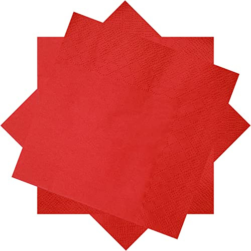 300 Count Red Cocktail Napkins,2-Ply Red Paper Napkins,Disposable Beverage Napkins for Bar,Weddings, Birthday,Party