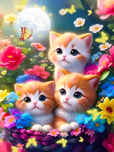 Martin Kench Katzen Diamond Painting Bilder, 5D Katzen Diamant Painting Bilder Tier Diamant Malerei Bilder Set Full Drill Diamond Painting Malerei für Heimdekor Set (30 * 40cm)