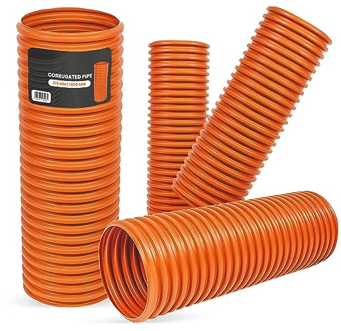 Instalguru Tuyau d'égout ondulé DN315 kg - Orange - Polypropylène - Longueur : 1000 mm