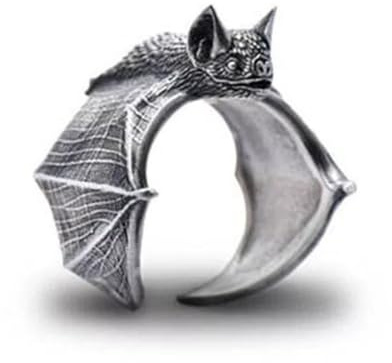 Adjustable Vintage Bat Rings,Halloween Black Bat Ring Male,Gothic Halloween Jewelry Ring,Personalized Vintage Animal Open Ring