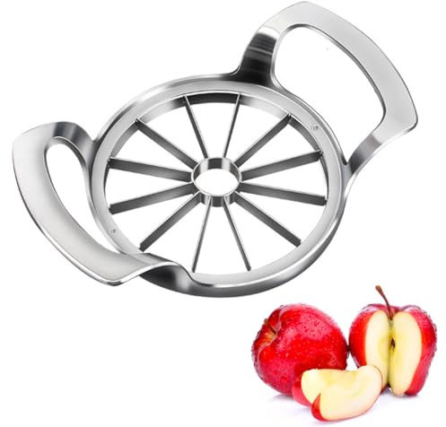 12-Slice Apple Cutter, Heavy Duty Stainless Steel Apple Fruit Corer Suitable for Cutting Apples Up to 4 Inches (Silver)