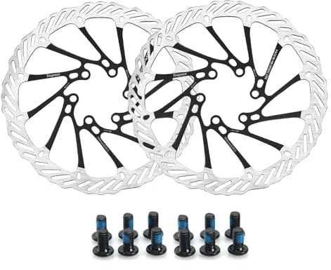 Yongness 2 Stück Fahrrad Bremsscheibe mit 12 Schrauben 140 mm/160 mm/180 mm/203 mm Fahrradbremsscheibenrotor für Citybike, MTB, Rennrad, Fahrradteile (Schwarz, 180mm)