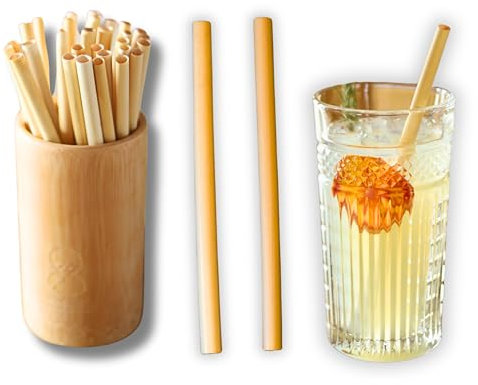 Strohkopf Schilf Strohhalme Einweg nachhaltig 200 Stück in 20cm Länge & 7-10mm∅, geschmacksneutral stabil & biologisch abbaubar, Trinkhalme Alternative kompostierbar