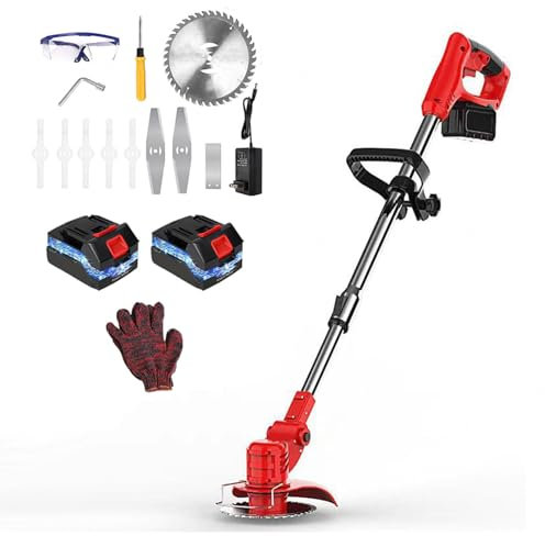 Wizvox Corta Cespedes PequeñOs Electrico, con 2 BateríAs De 20A Y 1 Cargador Desbrozadora Profesional con 3 Capacidades De Corte Desbrozadora A Bateria, Herramientas De JardíN