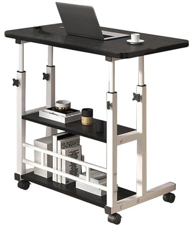 Betttisch auf Rollen Tragbarer Schreibtisch mit Ablagefächern, Kleiner Schreibtisch für kleine Räume Rollend, Rollender höhenverstellbarer mobiler Nachttisch, für Home Office ( Color : B , Size : 60*4