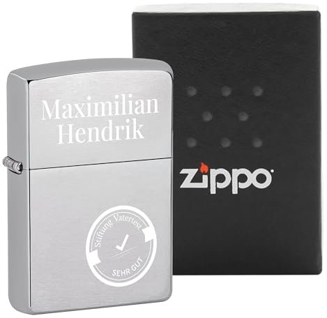 Geschenkfreude Zippo Benzinfeuerzeug mit Gravur - Zippo Feuerzeug personalisiert mit Namen - lustige Geschenke zum Männertag - Geschenkideen zum Vatertag - Stiftung Vatertest - Bester Papa