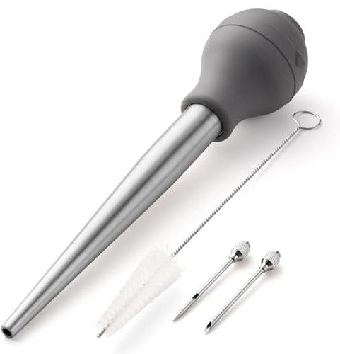 COOK WITH COLOR Turkey Baster with Cleaning Brush - Food Grade Syringe Baster For Cooking & Basting With Detachable Round Bulb - Ideal For Butter Drippings, Glazes, Roasting Juices for Poultry