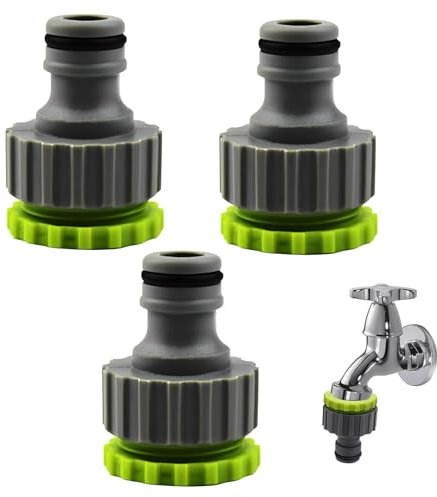 3 Stück Adapter Wasserhahn für Gardena,Gartenschlauch Anschluss Wasserhahn,2-in-1 Garten Schraubgewinde Hahnverbinder,Schlauchanschluss Set für Garten Bewässerungs,Wasseranschluss Adapter