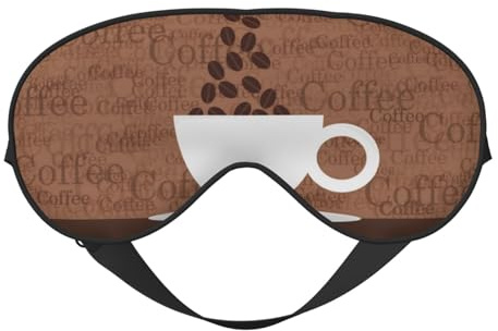 Mosytuky Coffee Cafe Cup Print Sleep Eye Mask Blindfold with Elastic Strap Headband, Soft Eye Cover Eyeshade for Night Sleeping, Travel