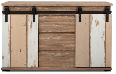 möbelando Sideboard >Marrakesch< Valhalla Eiche Dekor/Milford Kiefer Dekor - 140x87x40cm (B/H/T)