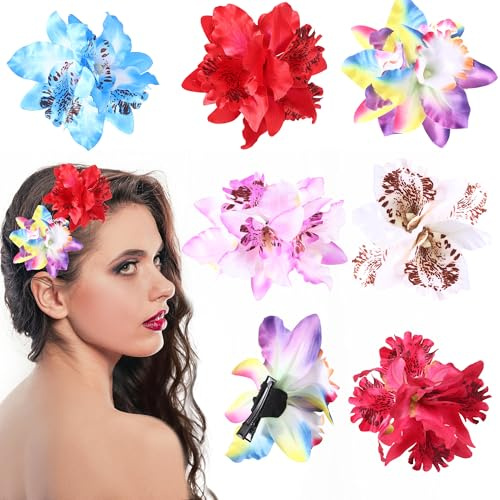 6 Stück Blumen Haarspangen, Haarspange Blume, Flower Hair Clips, für Frauen Mädchen Haarstyling Zubehör, dünnes, dickes, lockiges Haar