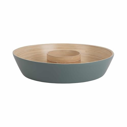 Present Time Puro Chip & Dip Bol rond en bambou Vert Ø 30 cm Bol décoratif moderne