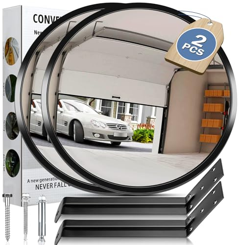 moveland 2 PCS Garage Spiegel 30 cm aus Acryl, 130° Weitwinkelsicht | Verstellbarer runder Parabolspiegel für Garage, Einfahrt, Hof, Büro, Lager und unübersichtliche Verkehrsbereiche