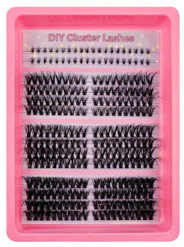 Heracks 280Pcs Fluffy Künstliche Wimpern Cluster Lashes Extension mit Clear Band Bottom Lashes Cluster 3 Styles Mixed Thick Lash Clusters Volume Einzelwimpern Wimpern Extensions