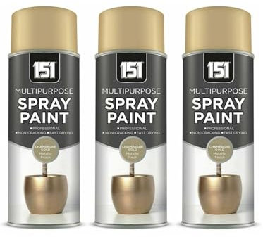 GSV Essentials 400ML Champagne Gold Metallic Spray Pain, Quick Drying Formula, Lightweight Design And Easy-To-Handle, Long Lasting Protection, Versatile Uses, (3PCS)