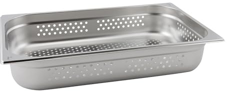 Poêle perforée en acier inoxydable pour gastronorm – Taille 1/1, 100 mm de profondeur – Plateau vapeur et bac de drainage pour le catering