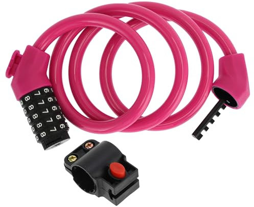 BULLSPANN Universelles Sicherheits-Fahrradschloss 135cm, Rostfreies Kettenglied-Fahrradschloss mit 5-stelligem Zahlencode für Rennrad Mountainbike Elektrofahrrad, Pink