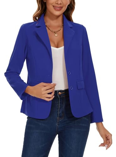 MINTLIMIT Blazer for Women UK Classic Blazers Slim Fit Notched Lapel Suit Versatile (Royal Blue M)