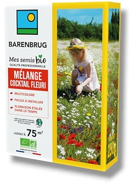 BARENBRUG - Mélange Cocktail Fleuri BIO - Multicolore - 250G | Installation Facile - Floraison Longue Durée - Fabriqué en France