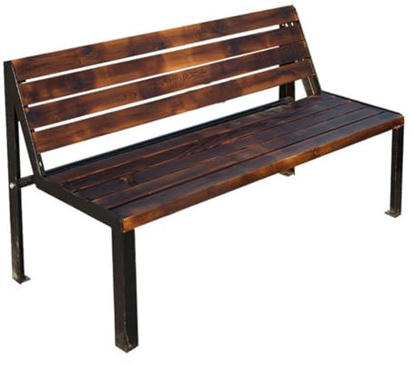 Banc Exterieur Banc de Jardinage Banc de Jardin Fer Forgé, en Bois Naturel Laqué et Fer Forgé, Mobilier de Jardin for Amenagement Balcon Terrasse Veranda Pergola(150cm/59in)