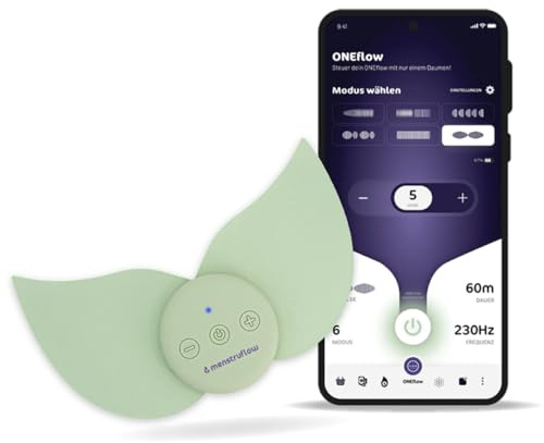 ONEflow TENS-apparat mot meningssmärta och endometrios – trådlös smärtterapi för periodisk smärta | inkl. Flow Pad & fodral, 10h batteri, ljudlös, appkompatibel