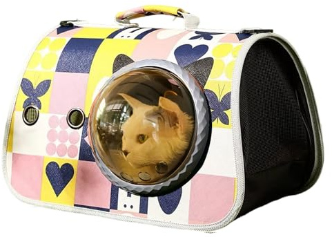 Katzentransportbox Faltbar Katzentasche Transporttasche Katzenrucksack Transport Umhängetasche für kleine bis mittelgroße Katzen und Welpen bis 7 kg (Butterfly)