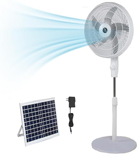 YYRHD-CZ Ventilateur Solaire Portable sur Pied, Oscillation Grand Angle, Base Réglable, Batterie 10000 MAh, Convient for La Maison, Le Bureau Et Le Camping.(White)