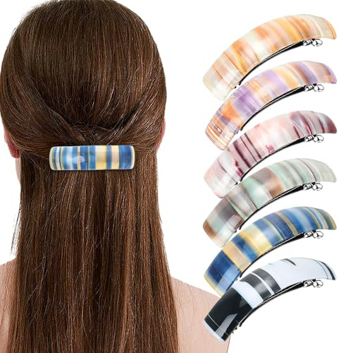 XFSRG Mollette Capelli Donna Rectangle One Clip Spring Design Colori Misti Stripes Gradient Adatto Agli Uffici