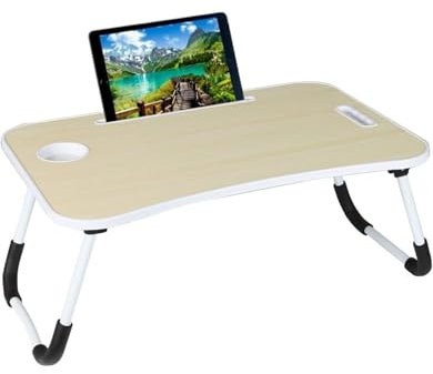 Bdit accessori Vassoio per la Colazione e da Letto【60x40x26 cm】Tavolo Pieghevole con Leggio, Supporto Multifunzionale per Computer Portatile, Tablet, Lavorare, Leggere (Legna con Cassetto)