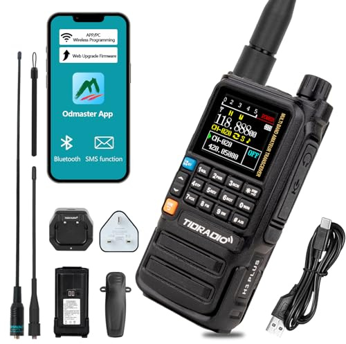 TIDRADIO TD-H3 Plus Ham Radio, Bluetooth-Headphone-connectable, Web Upgrade, APP PC Wireless Programming, Airband, Long Range Walkie Talkies for Adults Emergency 2 Way Radio-1 Pack