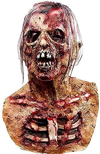 molezu Gruselige Zombie Vampir Maske aus Latex für Erwachsene, Unheimliche Halloween Kopfmaske, Horror Kostüm Requisite und Party Dekoration mit Geschenkbox
