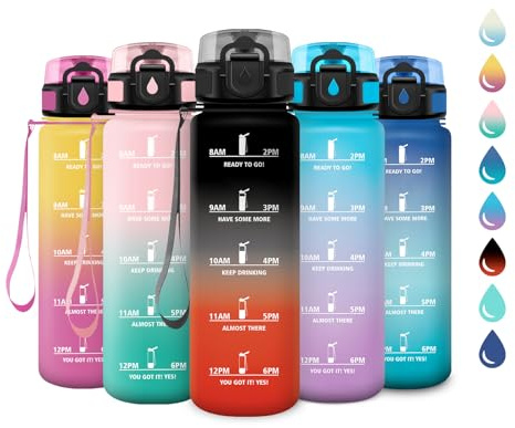 Gourde Enfant 500ml, Bouteille d'eau de Motivation avec Marqueur de Temps, Étanche et Réutilisable, Gourde avec Filtre sans BPA, Bouteille Réutilisable pour l'école, Sport, Bureau, Yoga, Camping