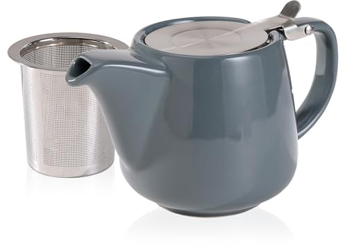 Teiera in ceramica con infusore in acciaio inox, resistente al calore, perfetta macchina per il tè, bianca, 500 ml