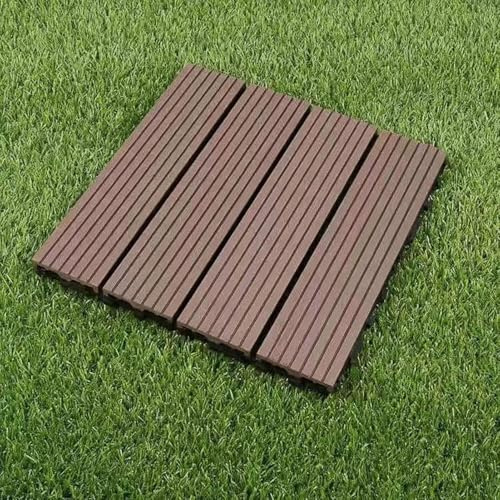 Baldosa de piso entrelazada for exteriores, baldosa de madera y plástico, suelo interior, balcón, alfombra cuadrada, decoración de Patio, 1 unidad(Dark Grey)
