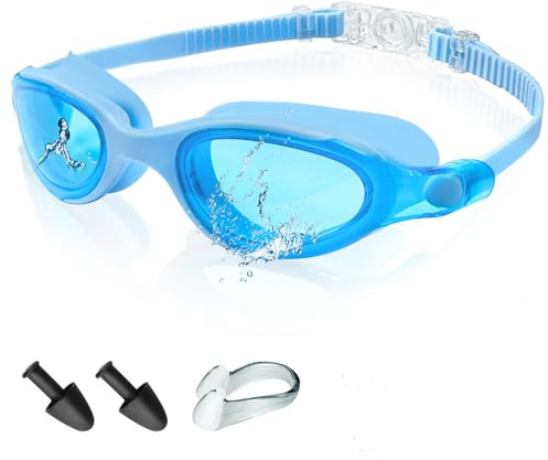 Rwuptg Kids Swimming Goggles Kids 6-14 Girls Swimming Goggles Crystal Clear Swim Goggle Adult with No Leaking, Anti Fog, UV Protection,Waterproof