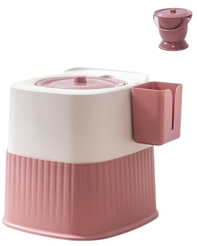 RVTENRIO Non-Slip Portable Toilet, Suitable for Motorhome Travel, Outdoor Camping, and Bedside use for Those with Limited Mobility. Includes complimentary Cleaning Bucket with lid (Pink)