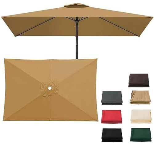 Rechange Telo per Ombrellone da Giardino Rettangolare 4/6/8 Stecche, Tessuto Impermeabile Copertura di Ricambio per Tenda da Sole Da Terrazzo Cortile Spiaggia Piscina Mercato(F3,250x250cm)